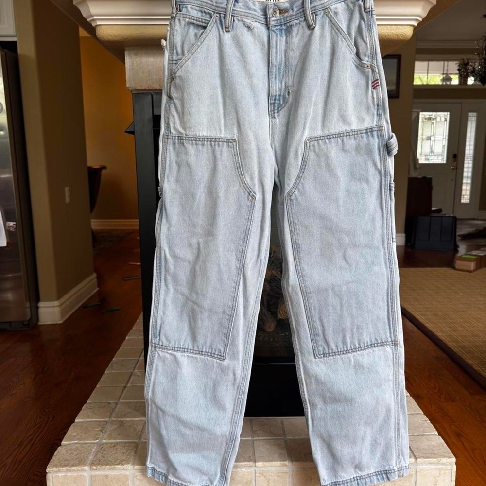 BDG Light Wash Distressed Utility‎ Painter Jeans Oversized Baggy Boyfriend